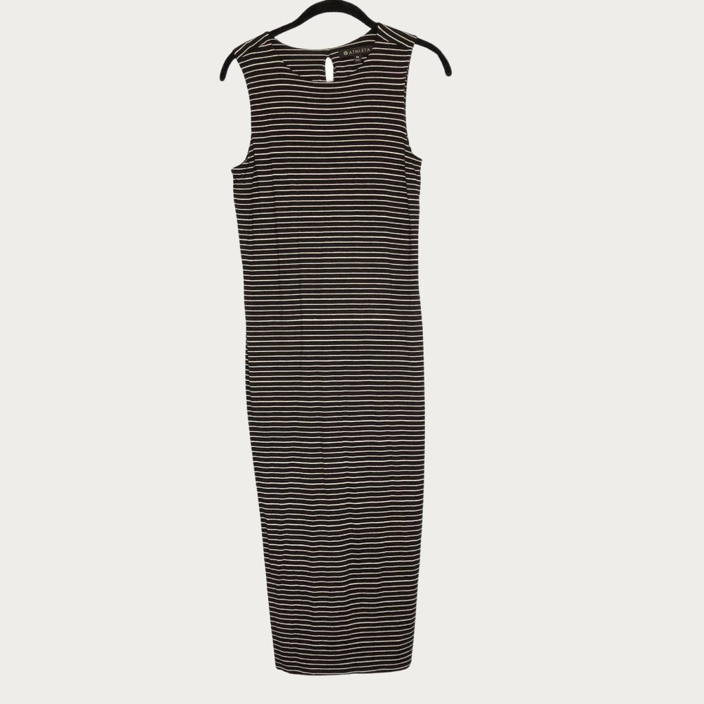 Athleta Black + White Striped Lenzing Modal Twist Dress XS Womens - Picture 1 of 8